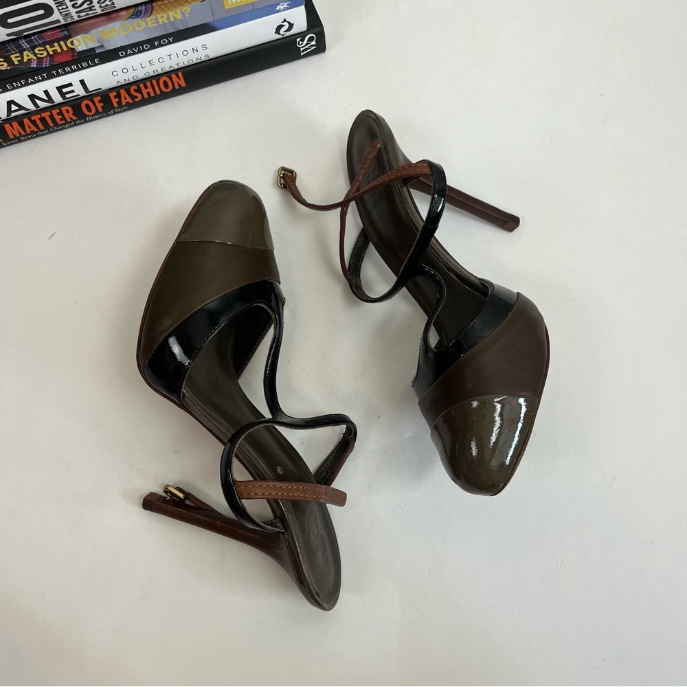 Tory Burch Lexa T Strap Slingback Heels 8.5 Two Tone Pumps - Picture 10 of 16